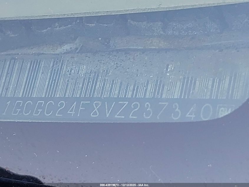 1997 Chevrolet C2500 Hd Fleetside VIN: 1GCGC24F8VZ237340 Lot: 43919673