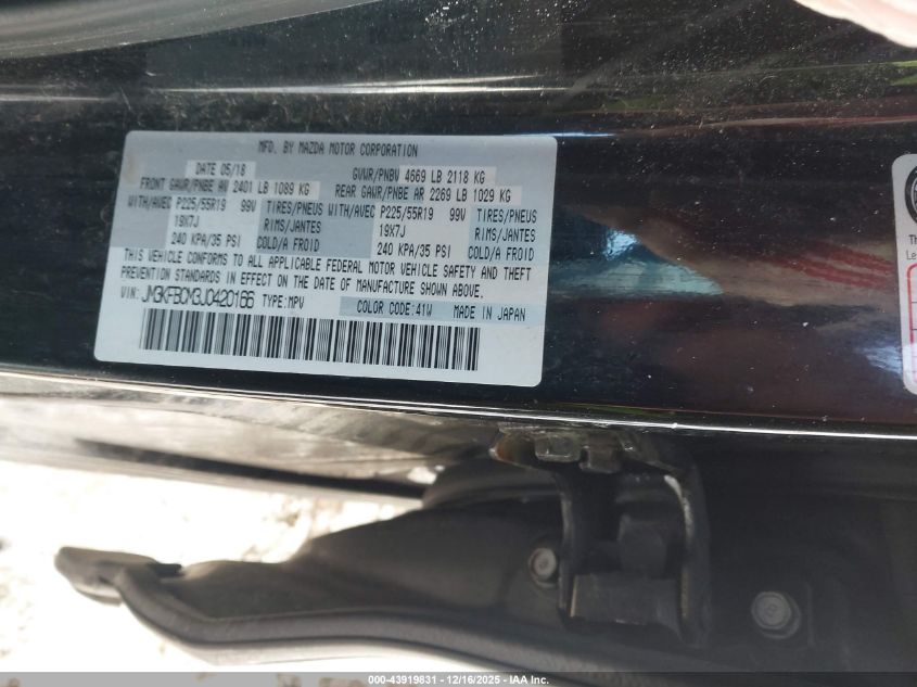 2018 Mazda Cx-5 Touring VIN: JM3KFBCM3J0420166 Lot: 43919831