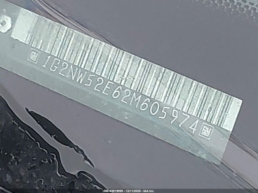 2002 Pontiac Grand Am Gt VIN: 1G2NW52E62M605974 Lot: 43919998