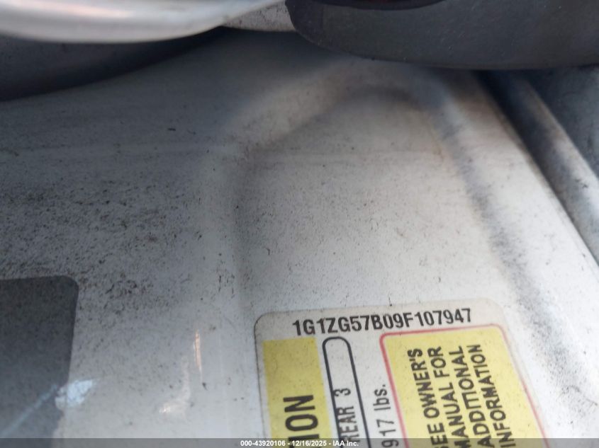 2009 Chevrolet Malibu Ls VIN: 1G1ZG57B09F107947 Lot: 43920106
