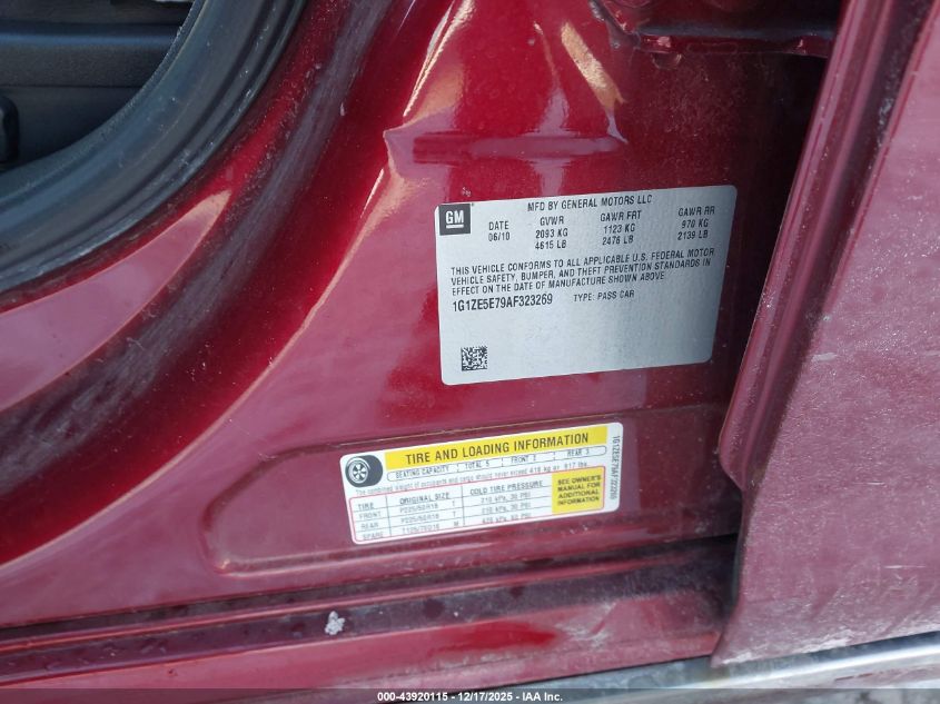 2010 Chevrolet Malibu Ltz VIN: 1G1ZE5E79AF323269 Lot: 43920115