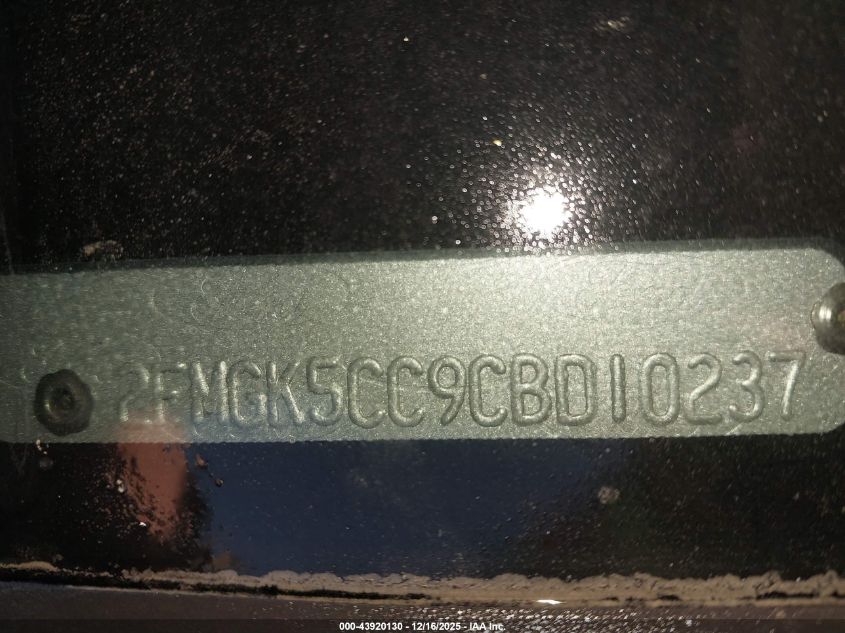 2012 Ford Flex Sel VIN: 2FMGK5CC9CBD10237 Lot: 43920130