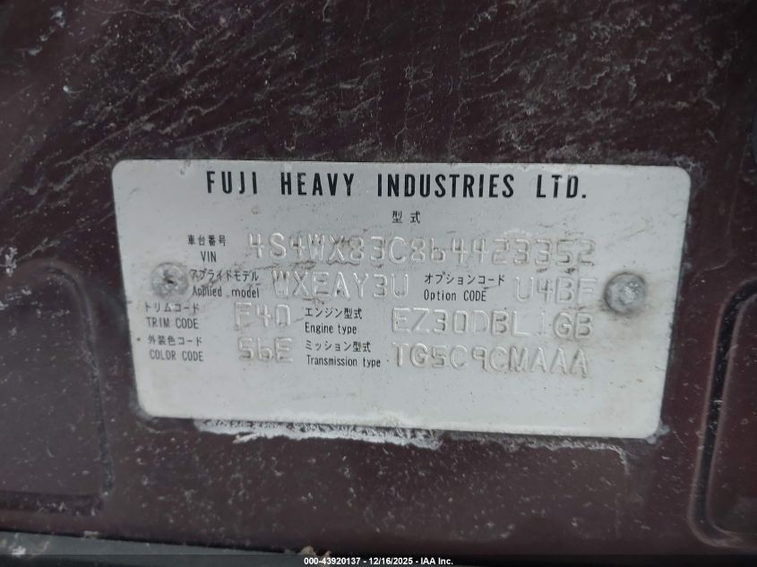 2006 Subaru B9 Tribeca Base 5-Passenger/Limited 5-Passenger VIN: 4S4WX83C864423352 Lot: 43920137