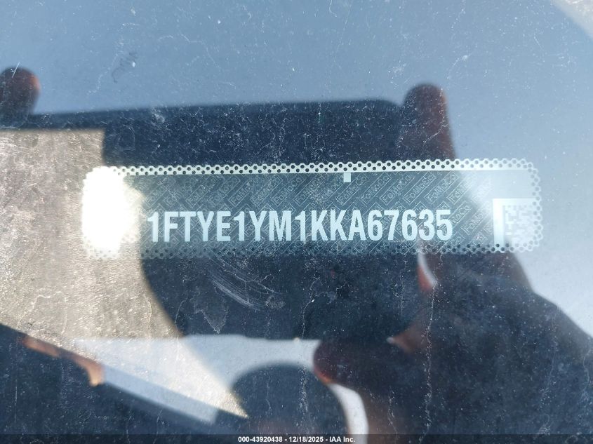 2019 Ford Transit-150 VIN: 1FTYE1YM1KKA67635 Lot: 43920438