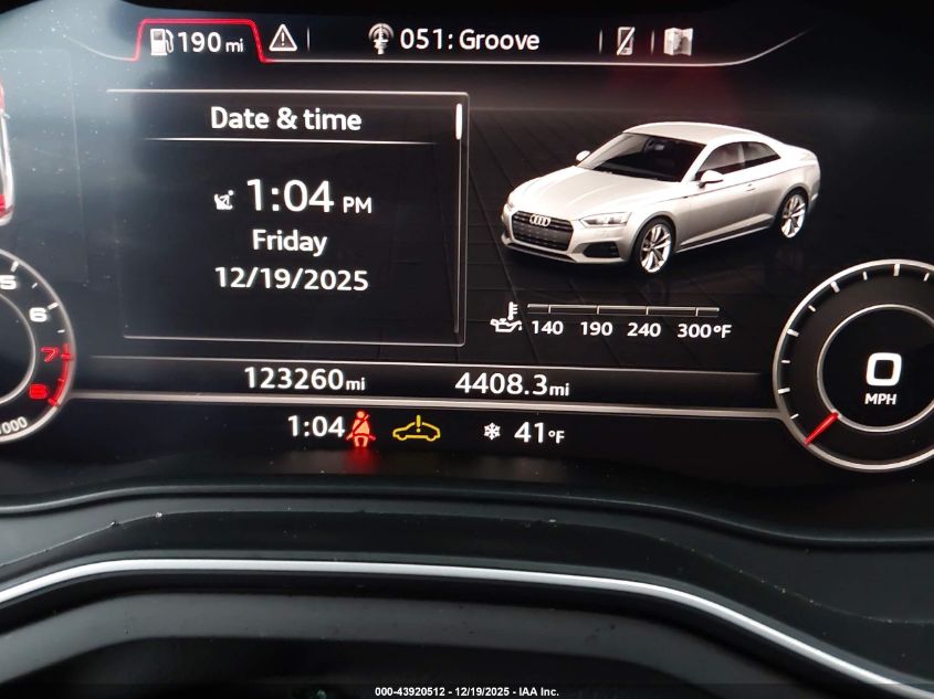 2018 Audi A5 2.0T Premium VIN: WAUNNAF54JA010569 Lot: 43920512