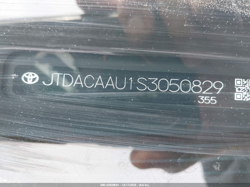 2025 Toyota Prius Le VIN: JTDACAAU1S3050829 Lot: 43920641