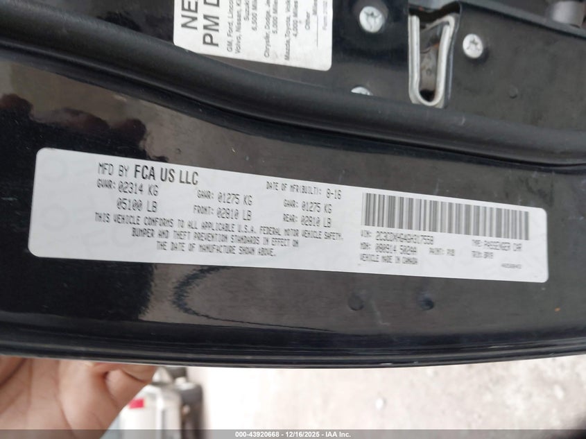 2C3CDXHG4GH317558 2016 DODGE CHARGER photo no. 9