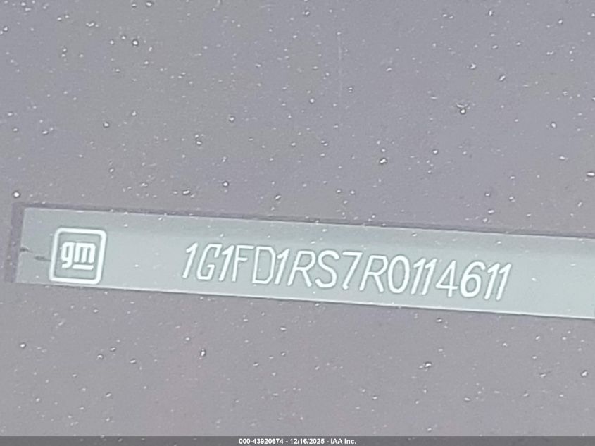 2024 Chevrolet Camaro Rwd 2Lt VIN: 1G1FD1RS7R0114611 Lot: 43920674