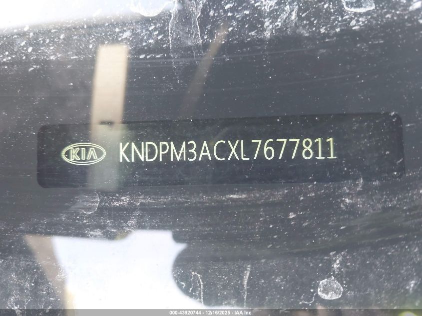 2020 Kia Sportage Lx VIN: KNDPM3ACXL7677811 Lot: 43920744