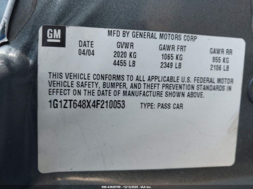 2004 Chevrolet Malibu Maxx Ls VIN: 1G1ZT648X4F210053 Lot: 43920769