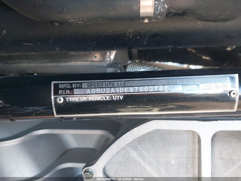 2025 Speed Utv 999 VIN: A05U2A1DES7002760 Lot: 43920776