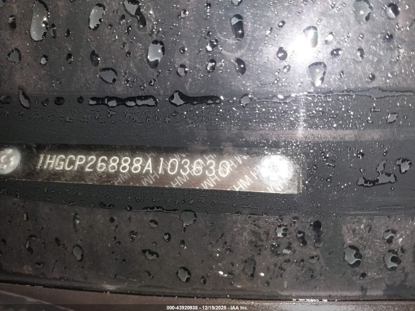 2008 Honda Accord 2.4 Ex-L VIN: 1HGCP26888A103630 Lot: 43920938