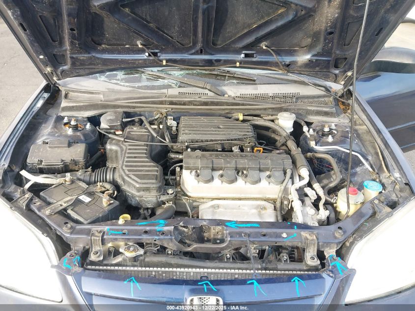 2003 Honda Civic Lx VIN: 2HGES16583H520831 Lot: 43920943