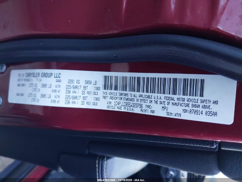 2014 Jeep Cherokee Latitude VIN: 1C4PJLCB5EW323796 Lot: 43921065