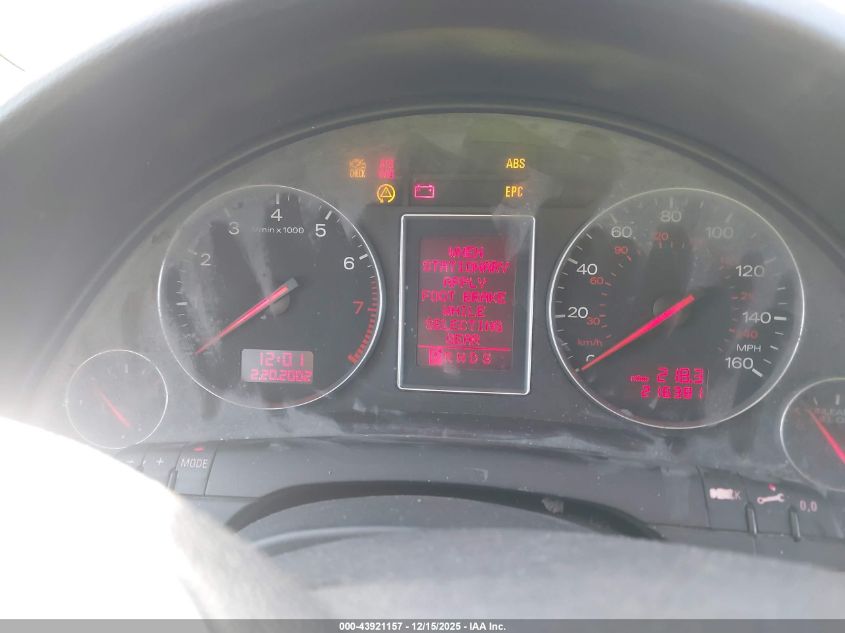 2003 Audi A4 3.0 VIN: WAULT68E73A152036 Lot: 43921157