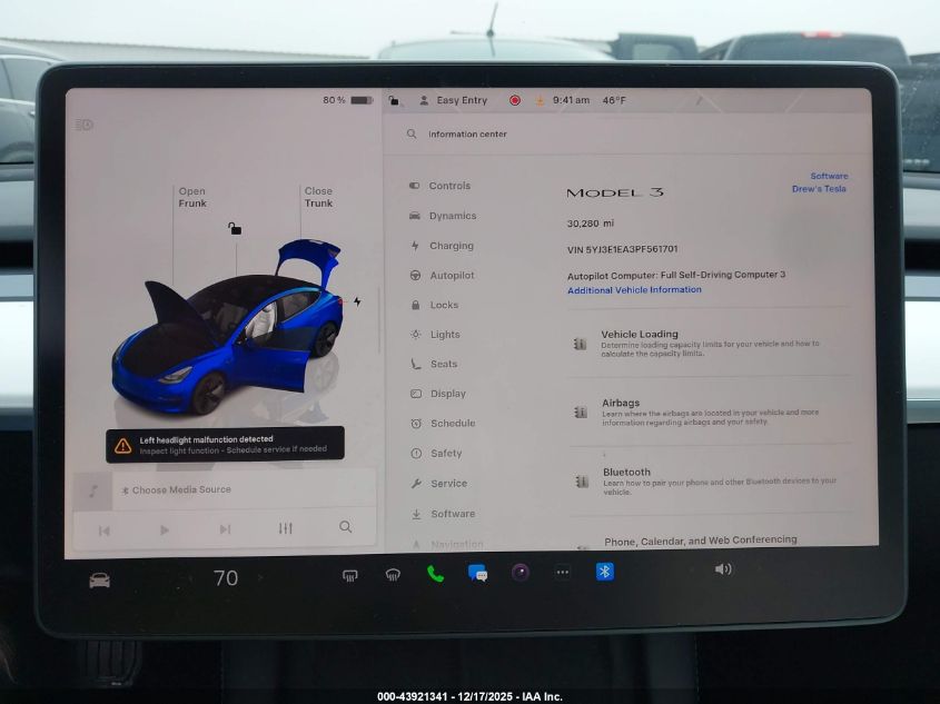 2023 Tesla Model 3 Rear-Wheel Drive VIN: 5YJ3E1EA3PF561701 Lot: 43921341