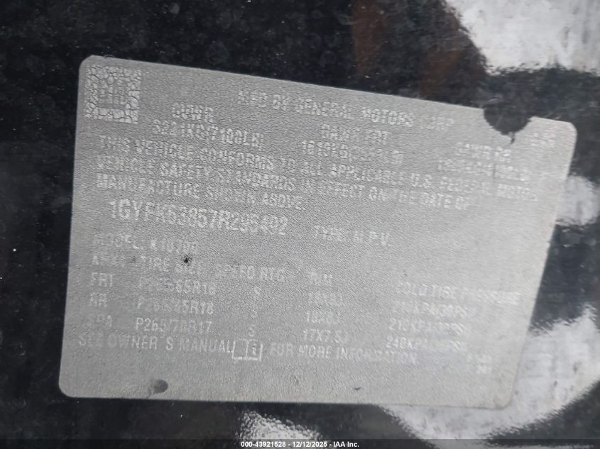 2007 Cadillac Escalade Standard VIN: 1GYFK63857R295492 Lot: 43921528