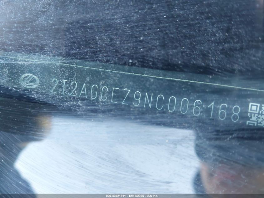 2022 Lexus Nx 350 VIN: 2T2AGCEZ9NC006168 Lot: 43921811