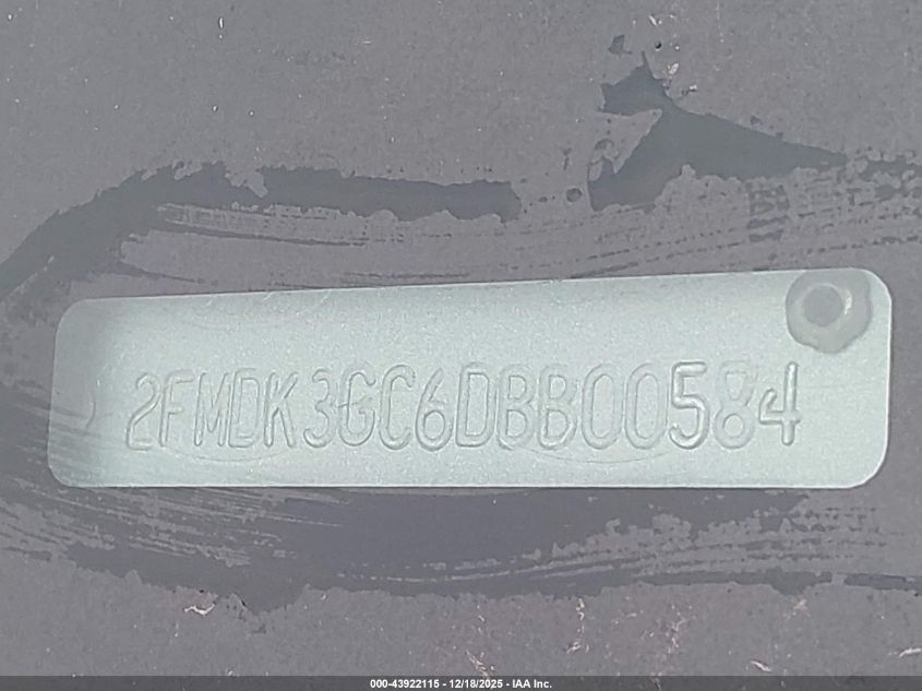 2013 Ford Edge Se VIN: 2FMDK3GC6DBB00584 Lot: 43922115