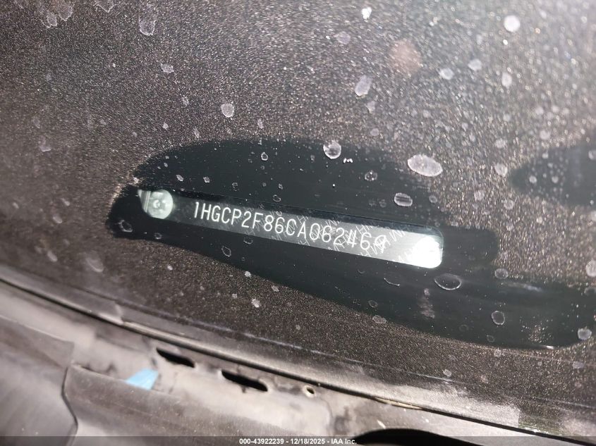 2012 Honda Accord 2.4 Ex-L VIN: 1HGCP2F86CA062469 Lot: 43922239