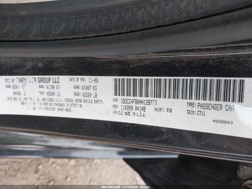 2010 Dodge Avenger Sxt VIN: 1B3CC4FB0AN128779 Lot: 43922299