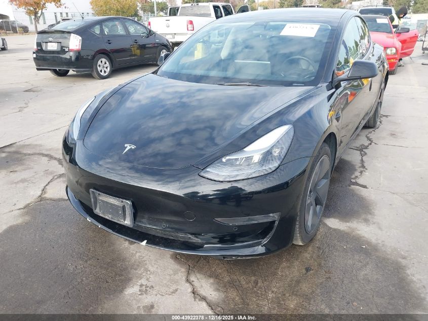 2022 Tesla Model 3 Long Range Dual Motor All-Wheel Drive VIN: 5YJ3E1EB7NF364309 Lot: 43922378