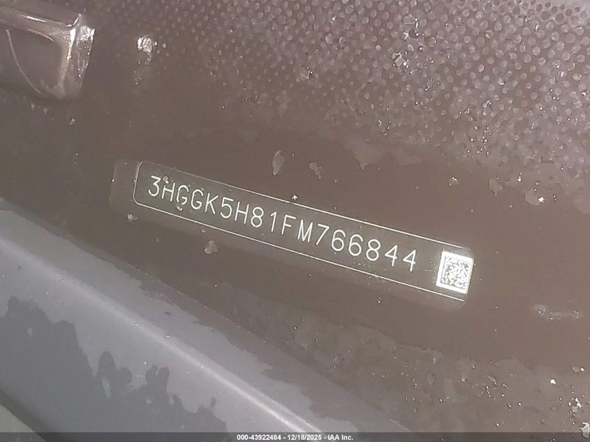 2015 Honda Fit Ex/Ex-L VIN: 3HGGK5H81FM766844 Lot: 43922484