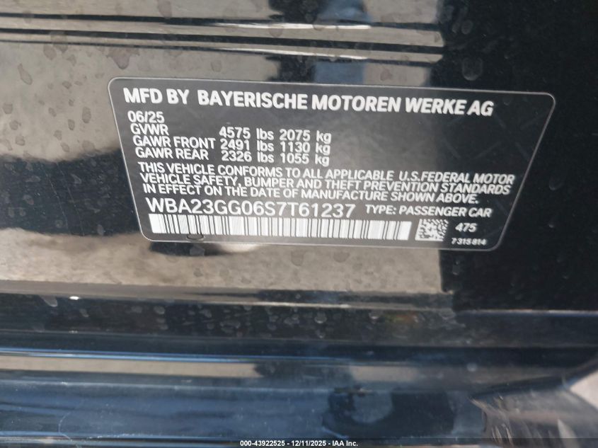 2025 BMW 228 Gran Coupe xDrive VIN: WBA23GG06S7T61237 Lot: 43922525