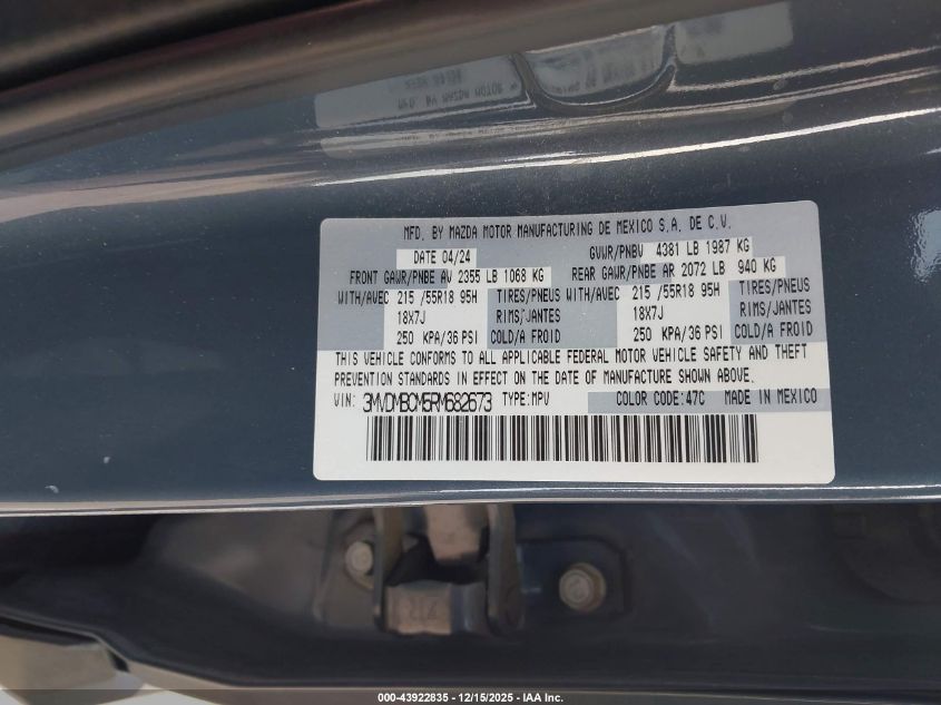 2024 Mazda Cx-30 2.5 S Carbon Edition VIN: 3MVDMBCM5RM682673 Lot: 43922835