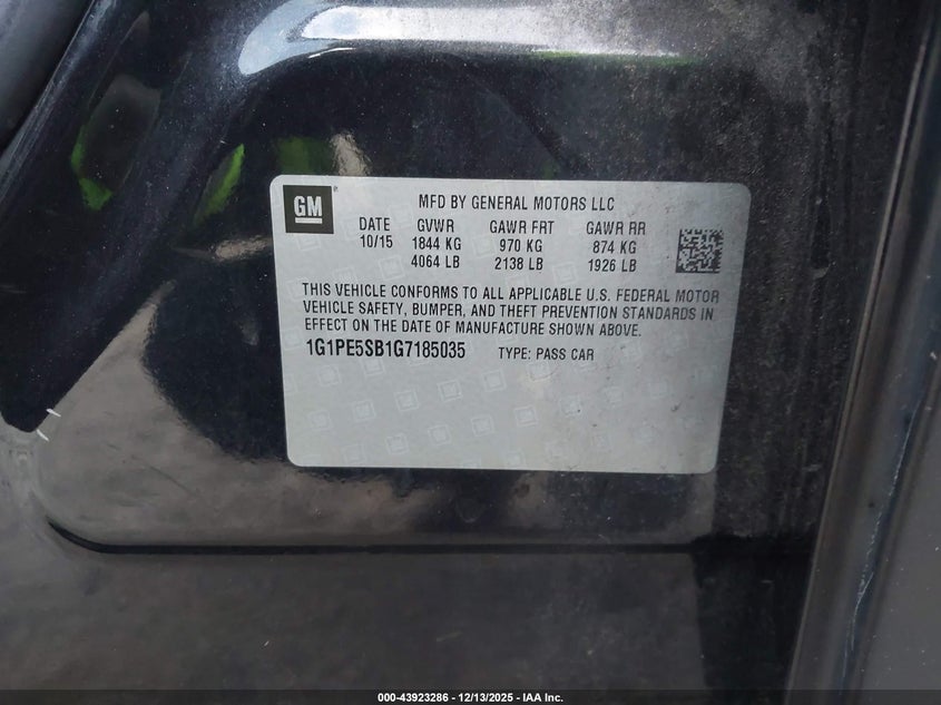 1G1PE5SB1G7185035 2016 CHEVROLET CRUZE photo no. 9
