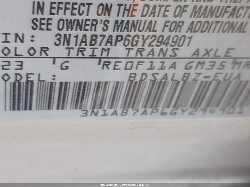 2016 Nissan Sentra S VIN: 3N1AB7AP6GY294901 Lot: 43923312