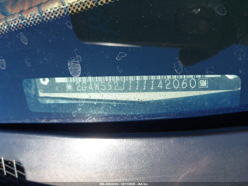 2001 Buick Century Custom VIN: 2G4WS52J111142060 Lot: 43923333