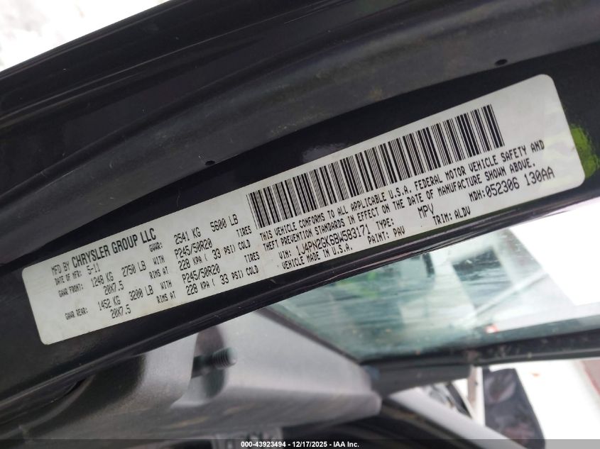 2011 Jeep Liberty Sport VIN: 1J4PN2GK6BW583171 Lot: 43923494