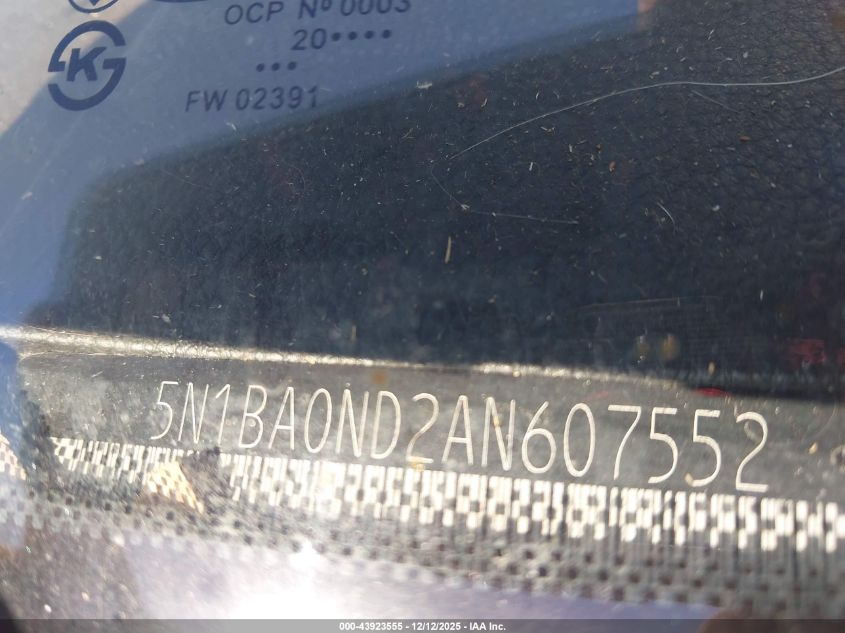 2010 Nissan Armada Titanium VIN: 5N1BA0ND2AN607552 Lot: 43923555