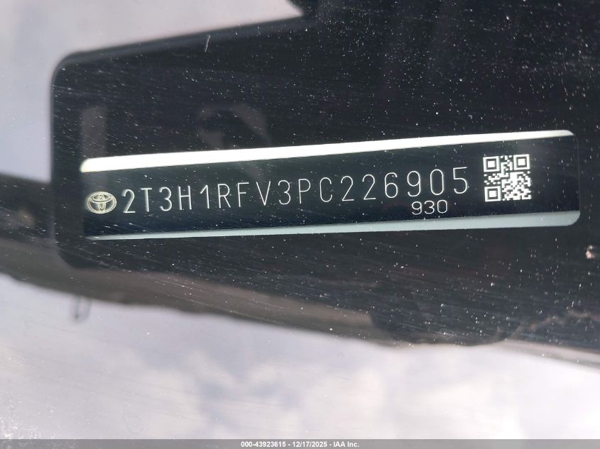 2023 Toyota Rav4 Le VIN: 2T3H1RFV3PC226905 Lot: 43923615