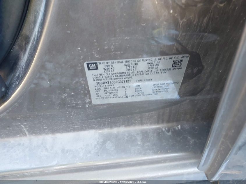 2015 Chevrolet Silverado 1500 High Country VIN: 3GCUKTEC6FG377131 Lot: 43923699