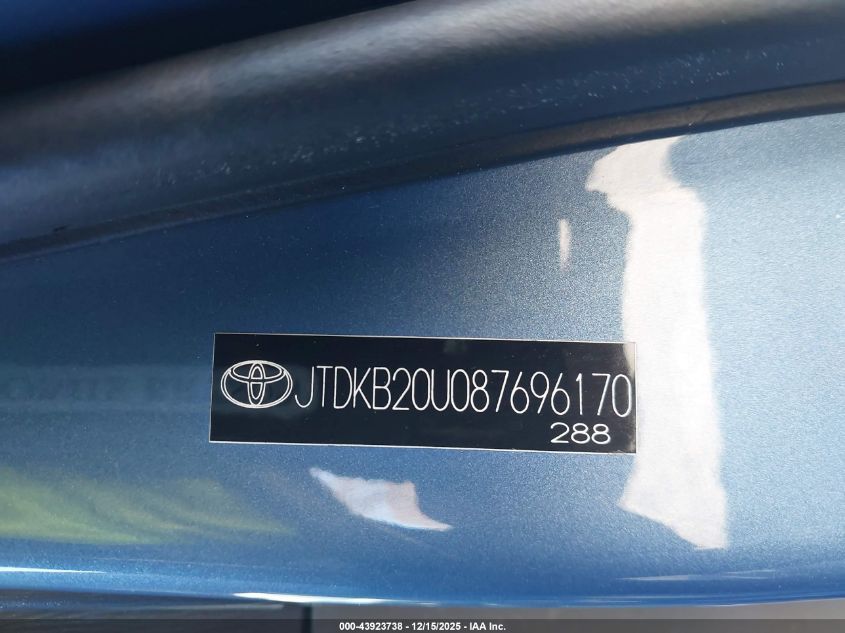 2008 Toyota Prius VIN: JTDKB20U087696170 Lot: 43923738