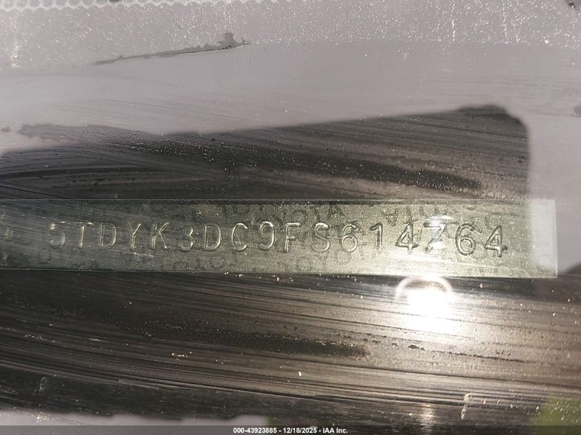 2015 Toyota Sienna Xle Premium 8 Passenger VIN: 5TDYK3DC9FS614764 Lot: 43923885