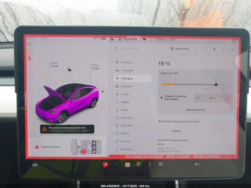 2020 Tesla Model Y Long Range Dual Motor All-Wheel Drive VIN: 5YJYGDEE3LF032585 Lot: 43923933