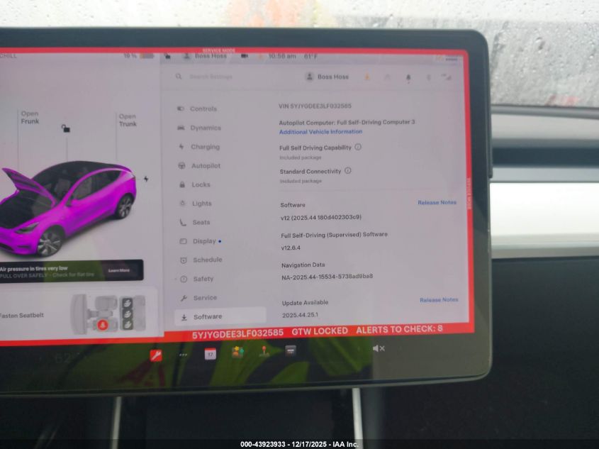 2020 Tesla Model Y Long Range Dual Motor All-Wheel Drive VIN: 5YJYGDEE3LF032585 Lot: 43923933