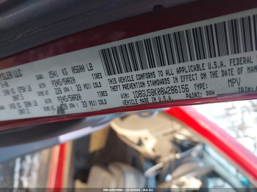 2008 Dodge Nitro Slt/Rt VIN: 1D8GU58K08W286156 Lot: 43923994