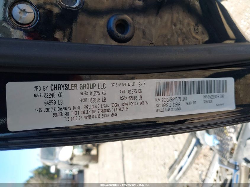 2015 Dodge Challenger Sxt Plus VIN: 2C3CDZBG4FH701164 Lot: 43924080