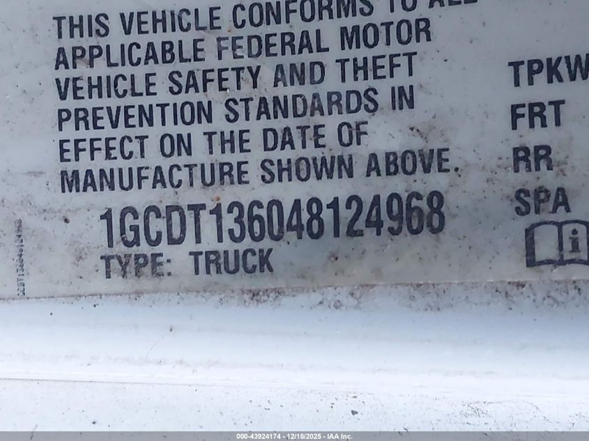 2004 Chevrolet Colorado Ls VIN: 1GCDT136048124968 Lot: 43924174