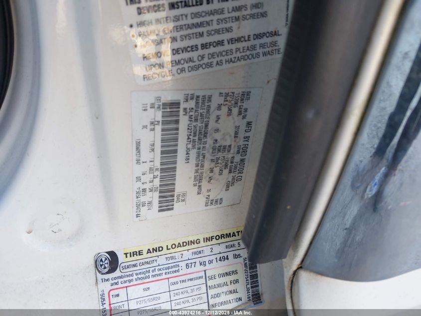 2007 Lincoln Navigator Ultimate VIN: 5LMFU27547LJ04181 Lot: 43924216