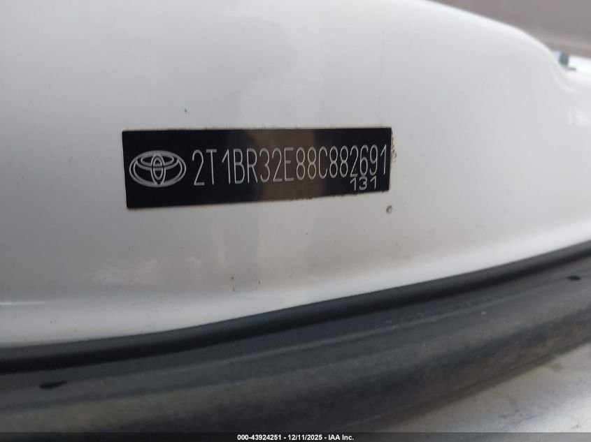 2008 Toyota Corolla Le VIN: 2T1BR32E88C882691 Lot: 43924251