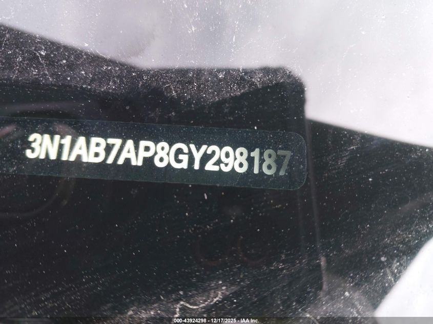 2016 Nissan Sentra Sr VIN: 3N1AB7AP8GY298187 Lot: 43924298
