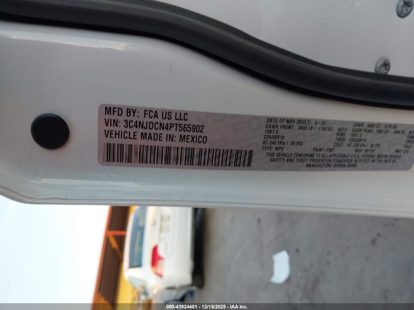 2023 Jeep Compass Limited 4X4 VIN: 3C4NJDCN4PT565902 Lot: 43924401
