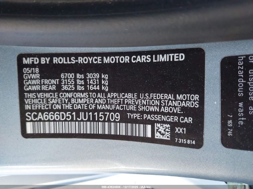 2018 Rolls-Royce Dawn - SCA666D51JU115709