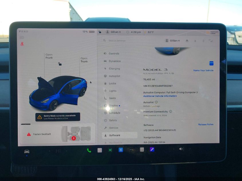 2021 Tesla Model 3 Standard Range Plus Rear-Wheel Drive VIN: 5YJ3E1EA8MF092097 Lot: 43924563