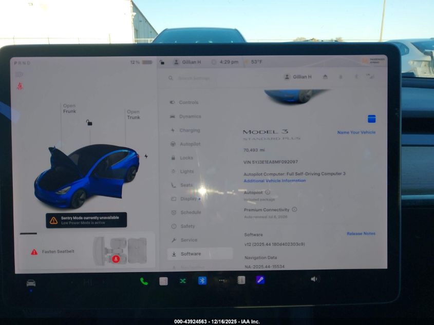 2021 Tesla Model 3 Standard Range Plus Rear-Wheel Drive VIN: 5YJ3E1EA8MF092097 Lot: 43924563